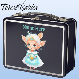 Cute Whimsical Girl Fairy Fantasy Cartoon Graphic Metal Lunch Box