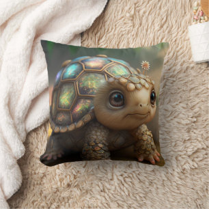 Cute Whimsical Glowing Glittery Turtle Nursery Cushion