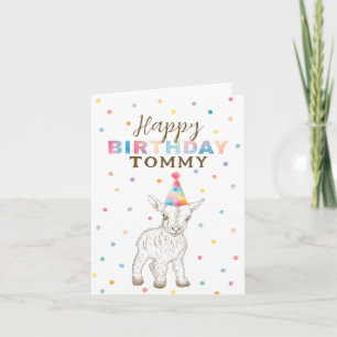 Cute Whimsical Goat Happy Birthday Card
