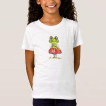 Cute Whimsical Green Frog on Toadstool