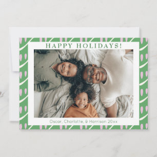 Cute Whimsical Green Lilac Shapes Custom Photo Holiday Card