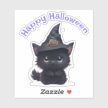 Cute whimsical Halloween black cat