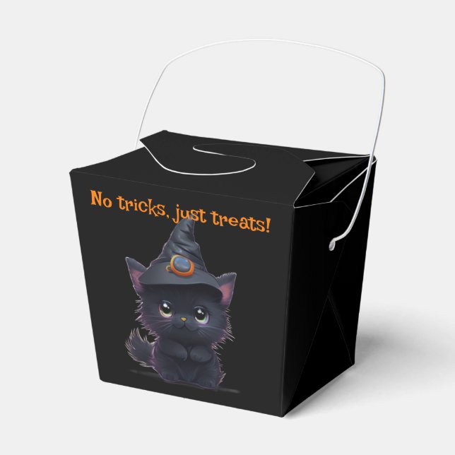 Cute whimsical Halloween black cat Favour Box (Front Side)