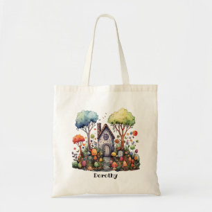 Cute Whimsical Halloween Forest House Mushrooms Tote Bag