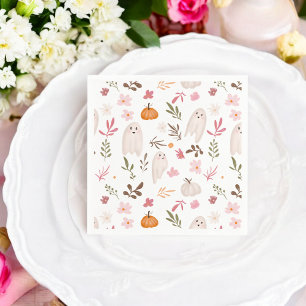 Cute whimsical halloween ghost pattern baby shower napkin