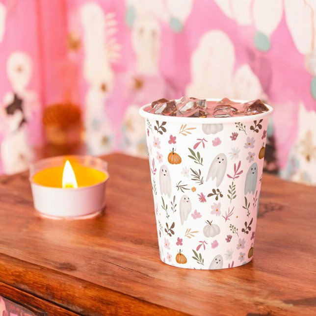 Cute whimsical halloween ghost pattern baby shower paper cups (Cute whimsical halloween ghost pattern baby shower paper cups)