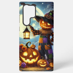 Cute, Whimsical Halloween scarecrow & pumpkins Samsung Galaxy Case