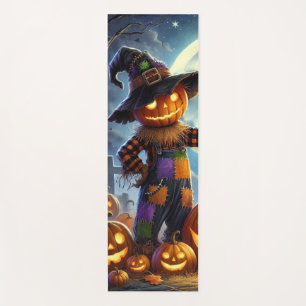 Cute, Whimsical Halloween scarecrow & pumpkins Yoga Mat