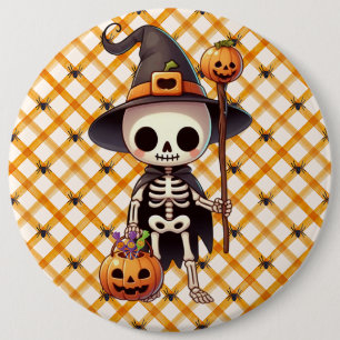Cute, Whimsical Halloween skeleton 6 Cm Round Badge