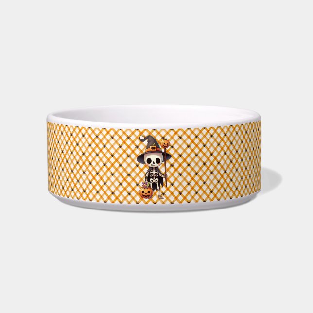 Cute, Whimsical Halloween skeleton Bowl (Front)