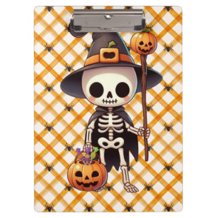 Cute, Whimsical Halloween skeleton Clipboard