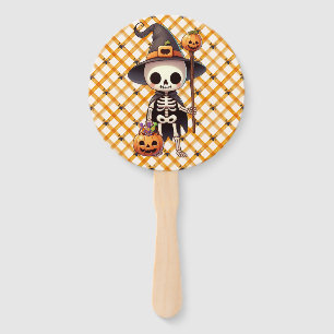 Cute, Whimsical Halloween skeleton Hand Fan