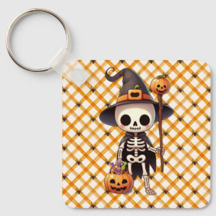 Cute, Whimsical Halloween skeleton Key Ring
