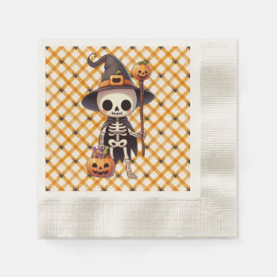 Cute, Whimsical Halloween skeleton Napkin