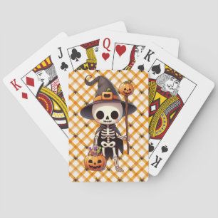 Cute, Whimsical Halloween skeleton Playing Cards