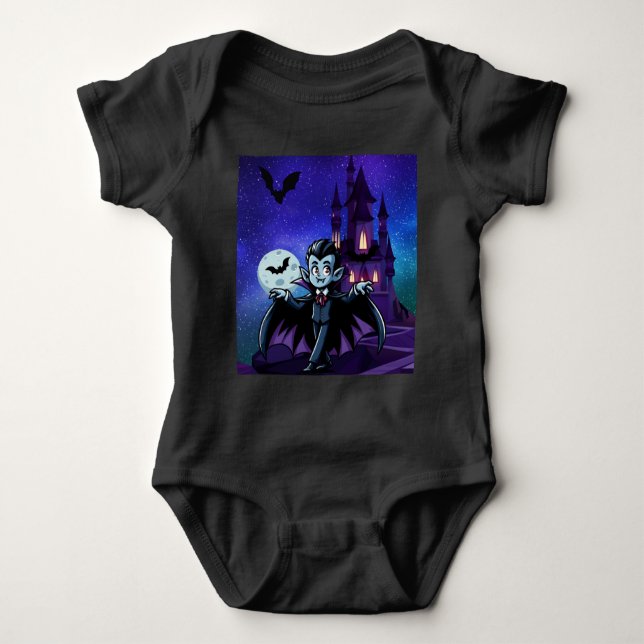 Cute, whimsical Halloween vampire Baby Bodysuit (Front)