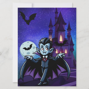 Cute, whimsical Halloween vampire Holiday Card