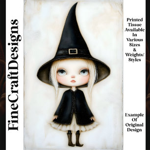 Cute Whimsical Halloween Witch Doll M6 Decoupage Tissue Paper