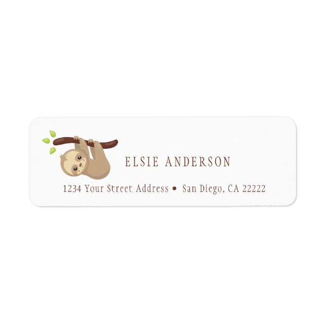 Cute Whimsical Hanging Sloth Return Address | Label (Front)