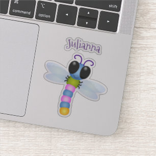 Cute whimsical happy dragonfly cartoon
