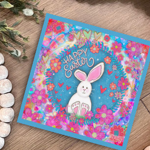 Cute Whimsical Happy Easter Bunny Inspirivity Card