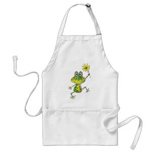 Cute Whimsical Happy Frog Standard Apron
