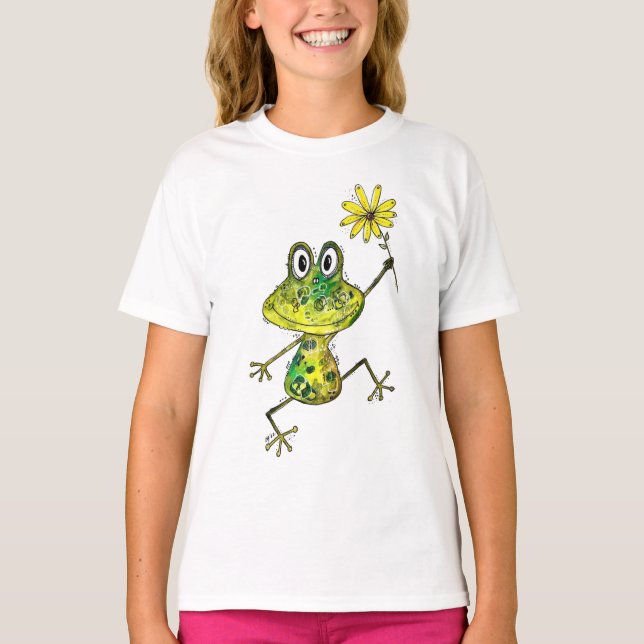 Cute Whimsical Happy Frog T-Shirt (Front)