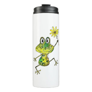 Cute Whimsical Happy Frog Thermal Tumbler