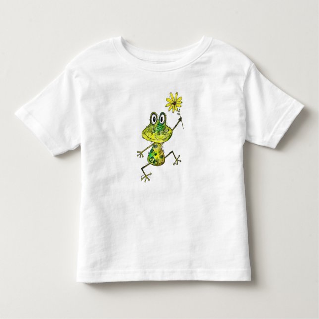 Cute Whimsical Happy Frog Toddler T-Shirt (Front)
