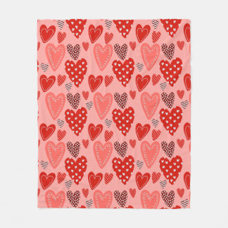 Cute Whimsical Hearts  Fleece Blanket
