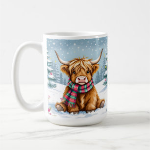 Cute Whimsical Highland Cow Christmas   Coffee Mug