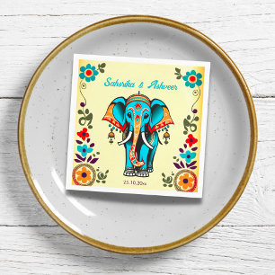 Cute whimsical Indian wedding ornate elephant  Napkin