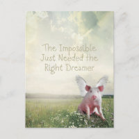 Cute Whimsical Inspirational Flying Pig 