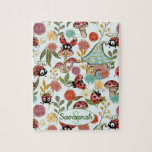 Cute Whimsical Ladybugs Mushrooms Flowers Monogram Jigsaw Puzzle<br><div class="desc">Customisable name and monogram design with cute whimsical painted ladybugs,  plants,  flowers,  and red mushrooms with a faux glitter effect.</div>