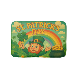 Cute, whimsical leprechaun Saint Patrick's Day   Bath Mat
