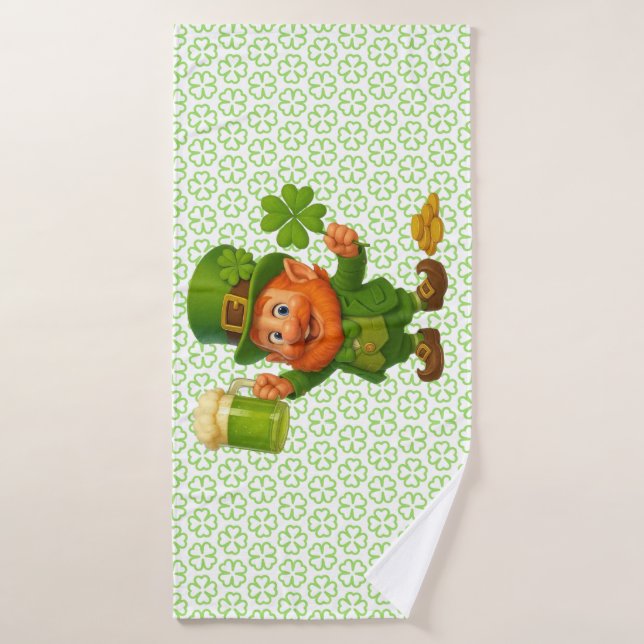 Cute/whimsical leprechaun Saint Patrick's Day  Bath Towel (Bath Towel)