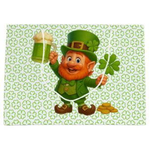 Cute/whimsical leprechaun Saint Patrick's Day  Large Gift Bag