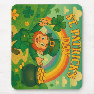 Cute, whimsical leprechaun Saint Patrick's Day Mouse Pad