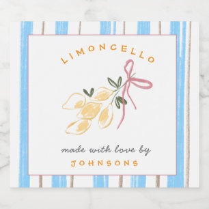 Cute whimsical Limoncello Liquor Bottle Label