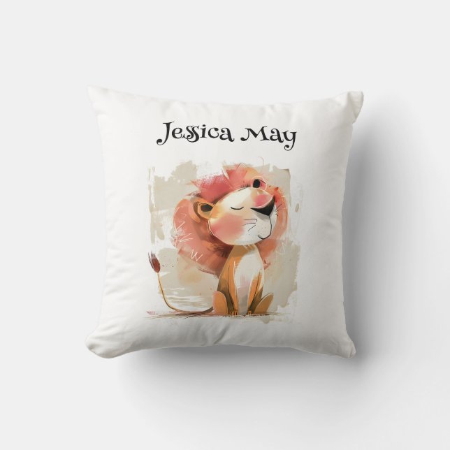 Cute whimsical lion cushion (Front)