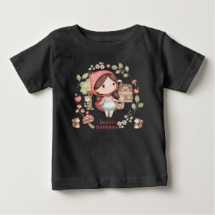 Cute Whimsical Little Red Riding Hood Birthday  Baby T-Shirt