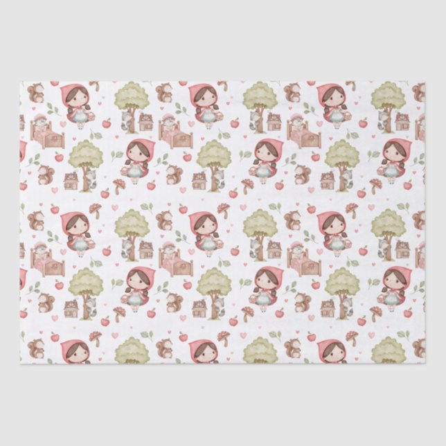 Cute Whimsical Little Red Riding Hood Storybook Tissue Paper (Front)