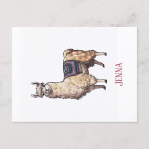 Cute Whimsical Llama Personalised Postcard