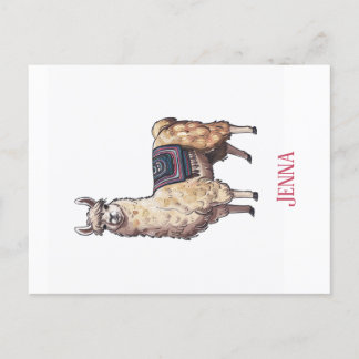 Cute Whimsical Llama Personalised  Postcard