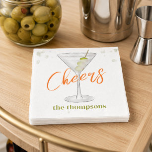 Cute Whimsical Martini Cocktail Simple Party Napkin