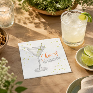 Cute Whimsical Martini Cocktail Simple Party Napkin