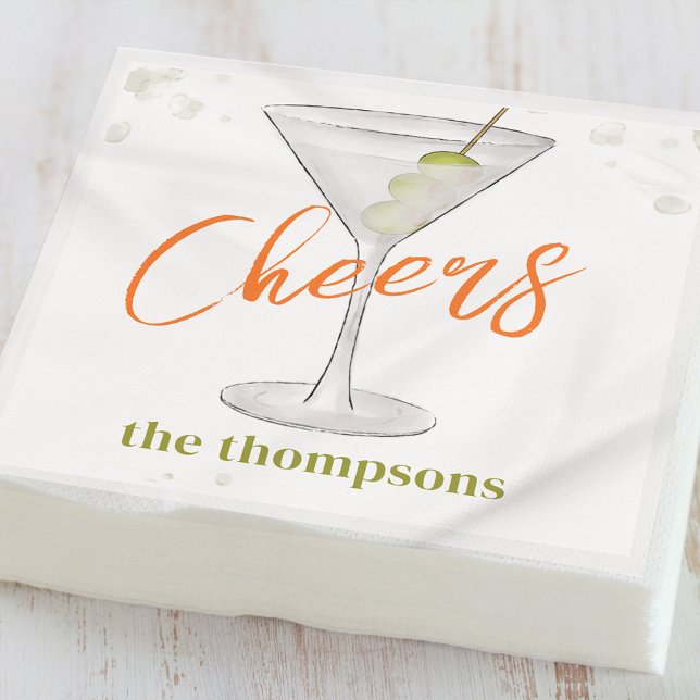 Cute Whimsical Martini Cocktail Simple Party Napkin (Creator Uploaded)