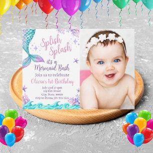 Cute Whimsical Mermaid Birthday Invitation