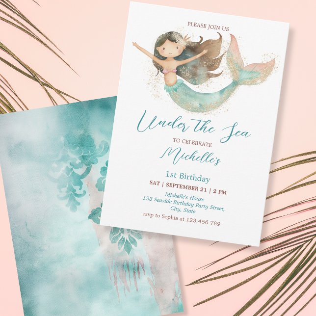 Cute Whimsical Mermaid Under the Sea Invitation (Creator Uploaded)