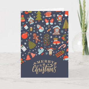 Cute Whimsical Merry Christmas Winter Personalised Holiday Card